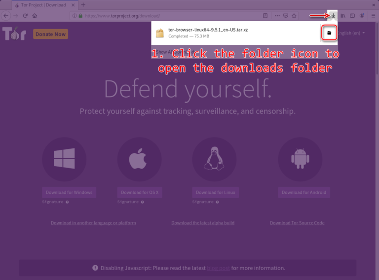 Installing the Tor Browser on Linux - Step 1