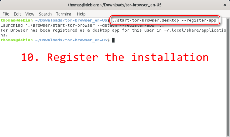 Installieren des Tor Browsers unter Linux - Schritt 10